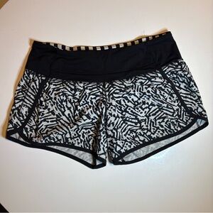 Lululemon Athletica Run Times Black and White Running Shorts size 6